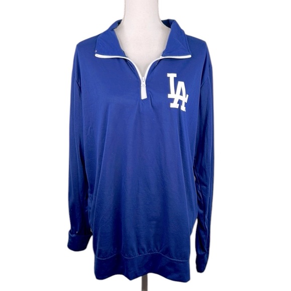 Dodgers Women's Pullover Long Sleeve with White Logo 1/4 Zip Top Size Medium - Picture 1 of 7